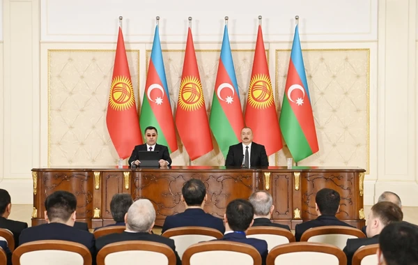 İlham Əliyev və Sadır Japarov mətbuata bəyanatlarla çıxış ediblər - FOTO - YENİLƏNİB