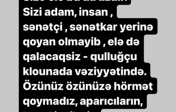 Natavan Həbibi: "Qudurmayın, lazım olmayan işinizlə məşğul olun" - FOTO