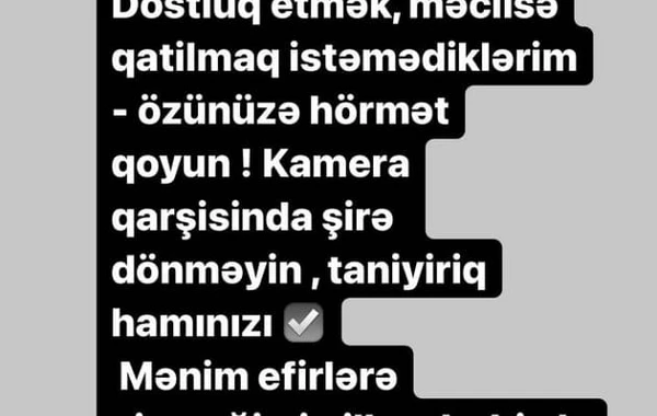 Natavan Həbibi: "Qudurmayın, lazım olmayan işinizlə məşğul olun" - FOTO