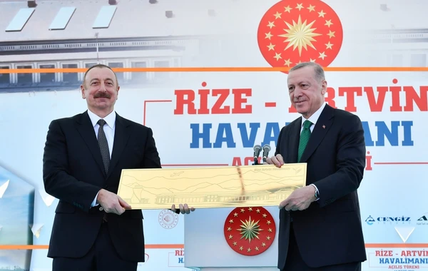 Ильхам Алиев и Эрдоган приняли участие в открытии аэропорта Ризе-Артвин - ВИДЕО