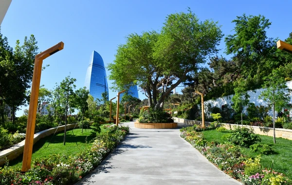Prezident İlham Əliyev Bakıda yeni salınmış parkda - FOTO