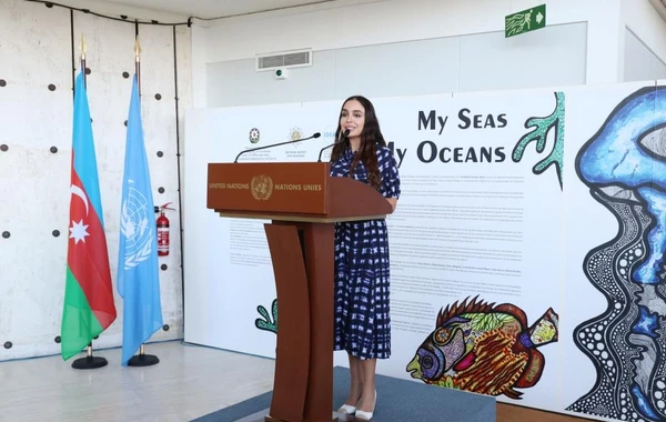 Лейла Алиева на открытии выставки "Мои моря, мои океаны" в Женеве - ФОТО