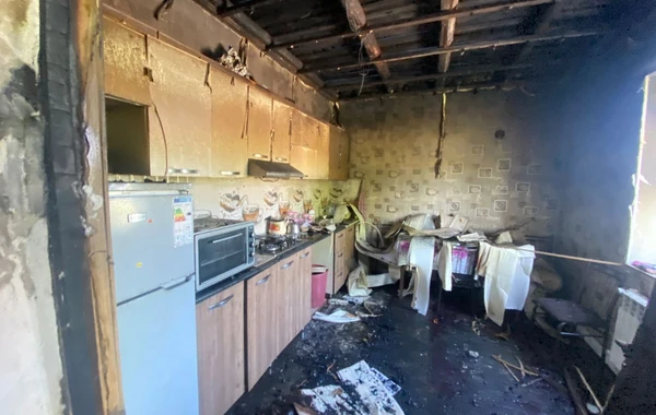 Bərdədə şəhid ailəsinin evi yandı - FOTO