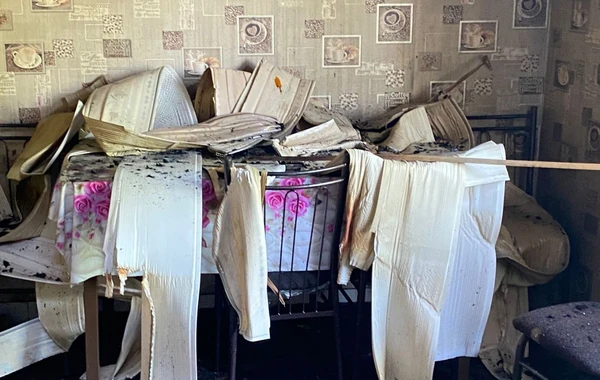 Bərdədə şəhid ailəsinin evi yandı - FOTO