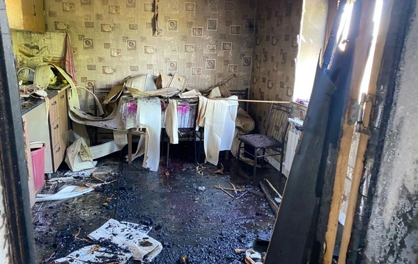 Bərdədə şəhid ailəsinin evi yandı - FOTO