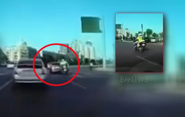Bakıda YPX əməkdaşı motosikletlə qəzaya düşdü - ANBAAN VİDEO