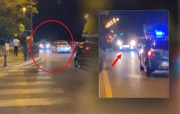 Bakıda "protiv" gedən "Prius" DYP maşını ilə üz-üzə gəldi - ANBAAN VİDEO