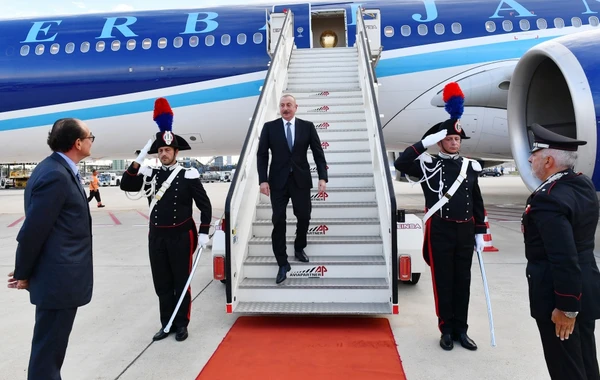 Prezident İlham Əliyev İtaliyaya işgüzar səfərə gedib - FOTO