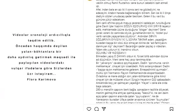 Flora Kərimovadan Afətə: "Gülməli və yazıqsan" - FOTO/ VİDEO