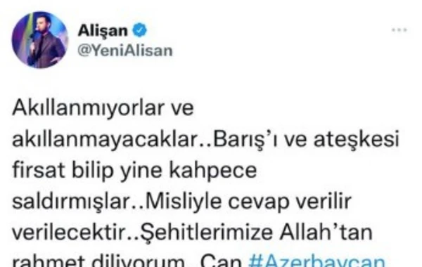 Müğənni Alişan: "Ağıllanmayacaqlar, şərəfsizcəsinə hücum ediblər" - FOTO