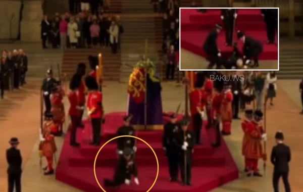 Fəxri qarovul üzvü II Elizabetin tabutunun yanında huşunu itirdi - ANBAAN VİDEO