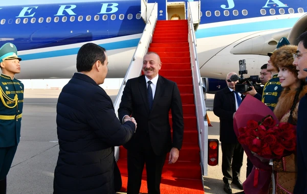 Prezident İlham Əliyev Qazaxıstana işgüzar səfərə gedib - FOTO