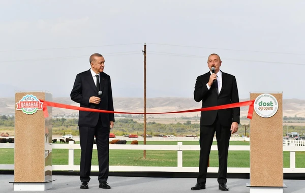 Azərbaycan və Türkiyə prezidentləri Zəngilanda “Dost Aqropark”-ın açılışında iştirak ediblər - FOTO - YENİLƏNİB