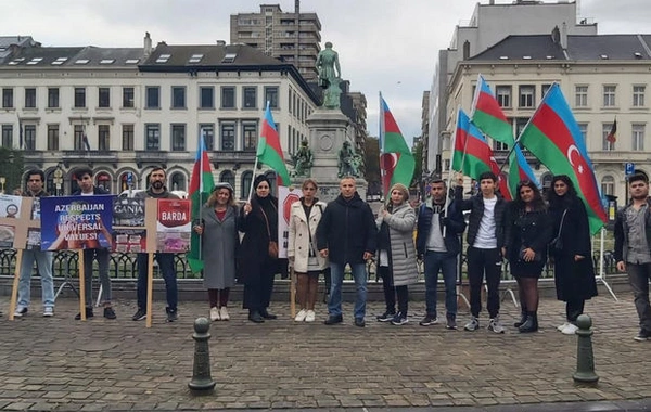 B Брюсселе прошла акция протеста против военных преступлений Армении - ФОТО