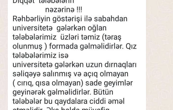 Bu universitetdə qızlara makiyaj və geyim qadağası qoyulub? - Universitet aydınlıq gətirdi - FOTO