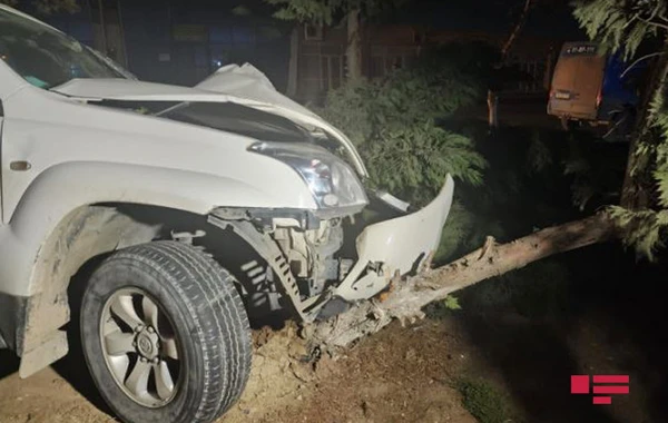 Xırdalanda "protiv" gedən sürücü ağaca çırpıldı - FOTO/VİDEO