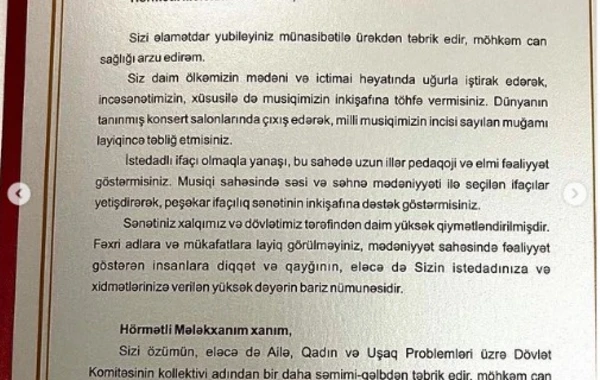 Polad Bülbüloğlu Mələkxanım Eyyubovanı təbrik etdi - FOTO