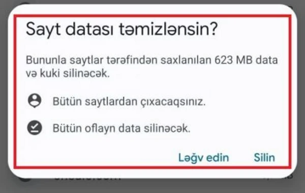 Brauzerin sayt datasını necə təmizləmək olar? - FOTO