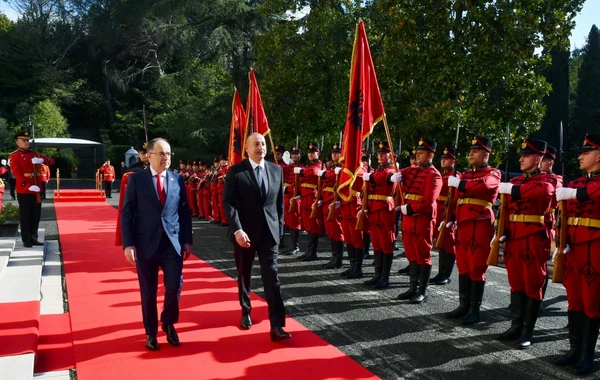 Azərbaycan Prezidentinin Tiranada rəsmi qarşılanma mərasimi olub - FOTO