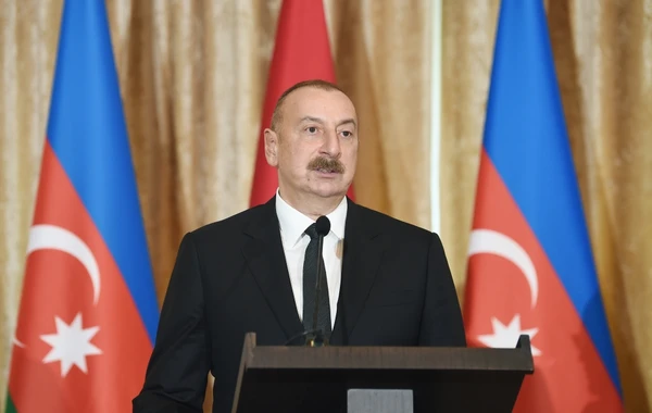 Президенты Азербайджана и Албании выступили с заявлениями для печати - ФОТО