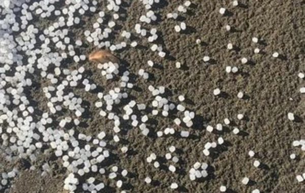 На берег Каспия выбросило пластиковые гранулы. Кто виноват? - ФОТО