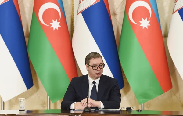 Президенты Азербайджана и Сербии выступили с заявлениями для печати - ФОТО