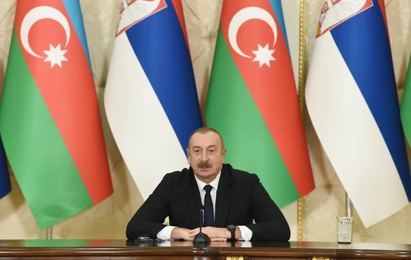 Президенты Азербайджана и Сербии выступили с заявлениями для печати - ФОТО