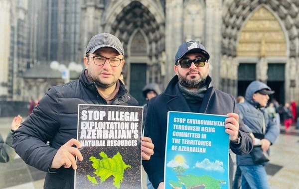 Almaniyada Xankəndi yolunda ekoloji terrora etiraz edənlərə dəstək aksiyası keçirilib - FOTO