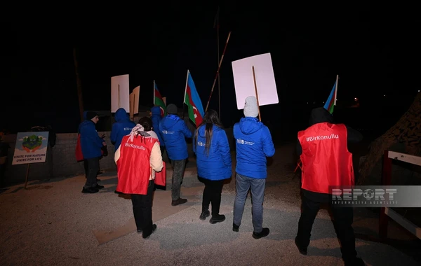 Акция протеста на дороге Ханкенди - Лачын продолжается и в вечерние часы - ФОТО
