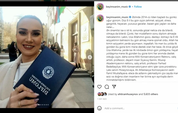 Əməkdar artist alimlik dərəcəsi aldı - FOTO