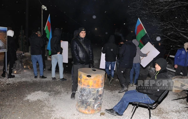 Xankəndi-Laçın yolunda aksiya şaxtalı havada da fasiləsiz davam edir - FOTO