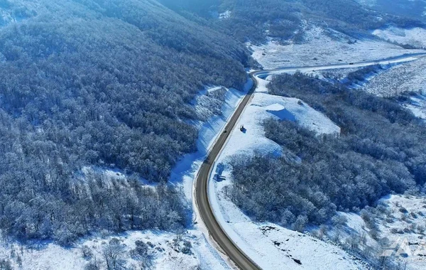 Qarlı "Zəfər Yolu"ndan görüntülər - FOTO/VİDEO