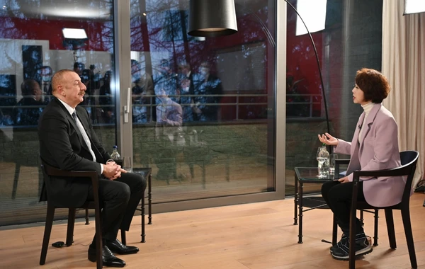 Prezident İlham Əliyev Davosda Çinin CGTN televiziya kanalına müsahibə verib - FOTO