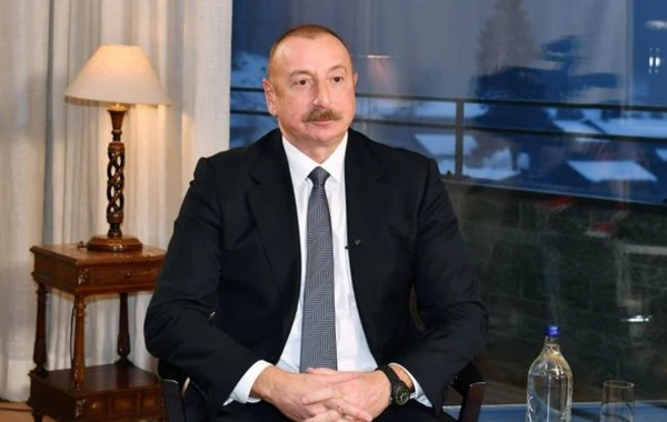 Президент Ильхам Алиев в Давосе дал интервью китайскому телеканалу CGTN - ФОТО
