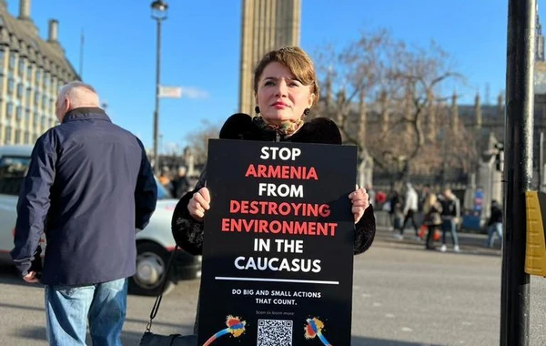 Представители азербайджанской диаспоры провели акцию протеста перед британским парламентом - ФОТО