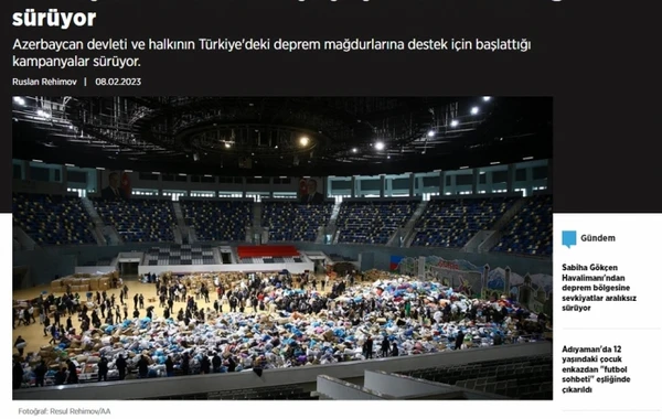 Türkiyə mətbuatı: Azərbaycan xalqı zəlzələdən zərər çəkənlər üçün səfərbər oldu - FOTO