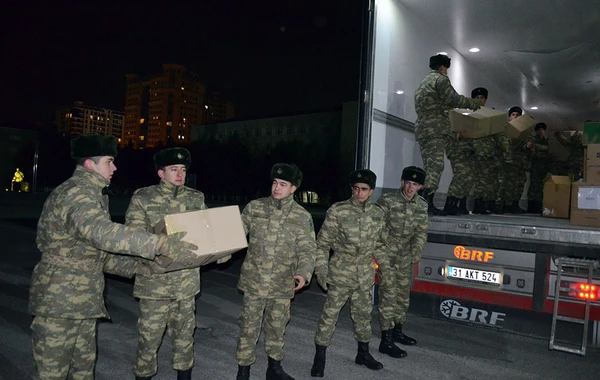 Müdafiə Nazirliyinin təşkilatçılığı ilə Türkiyəyə yardım göndərilib - FOTO
