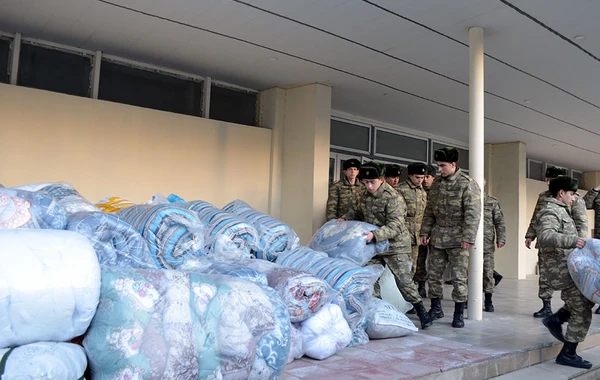 Müdafiə Nazirliyinin təşkilatçılığı ilə Türkiyəyə yardım göndərilib - FOTO