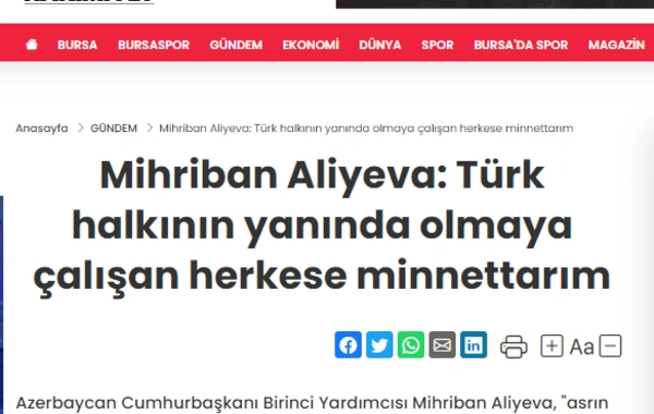 Mehriban Əliyevanın paylaşımı Türkiyə mediasının gündəmində - FOTO