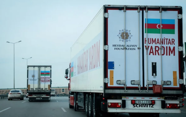 Heydər Əliyev Fondunun daha bir humanitar yardım karvanı Türkiyəyə yola düşüb - FOTO