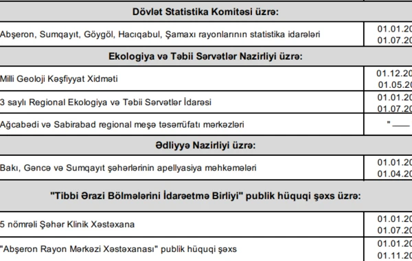 Maliyyə pozuntuları aşkarlanan qurumların siyahısı açıqlanıb - CƏDVƏL