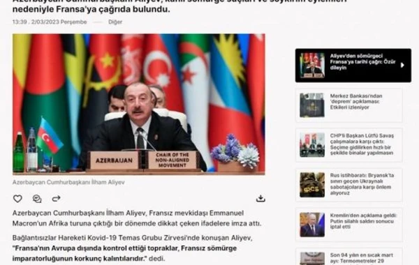 СМИ Турции: Президент Ильхам Алиев выразил решительный протест против колониальной политики Франции - ФОТО