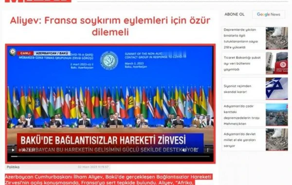 СМИ Турции: Президент Ильхам Алиев выразил решительный протест против колониальной политики Франции - ФОТО