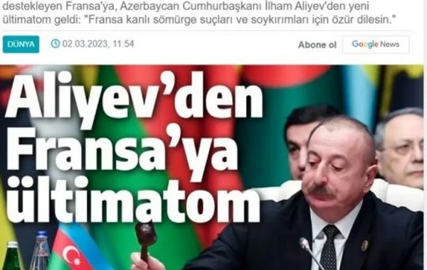 СМИ Турции: Президент Ильхам Алиев выразил решительный протест против колониальной политики Франции - ФОТО