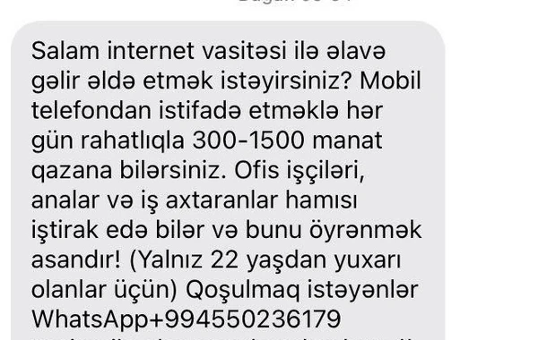 Bu mesajlardan sizə də gəlir?  - Ehtiyatlı olun! - FOTO