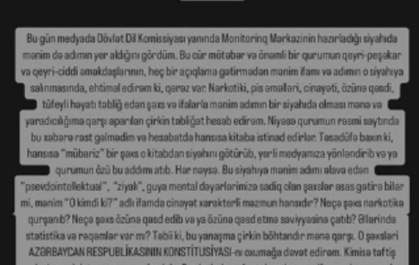 Günaydan ETİRAZ: "Bunu özümə qarşı aparılan çirkin təbliğat hesab edirəm" - FOTO
