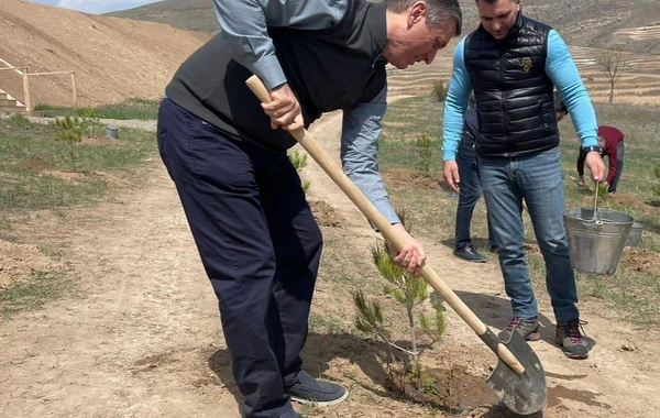 Heydər Əliyevin 100 illik yubileyi ilə əlaqədar Cəbrayılda ağacəkmə aksiyası keçirilib - FOTO