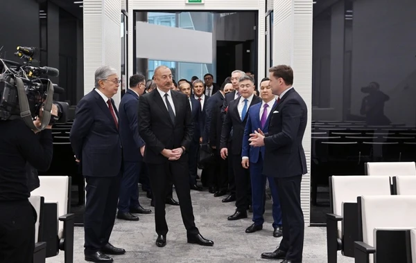 Azərbaycan və Qazaxıstan prezidentləri Astana Beynəlxalq Maliyyə Mərkəzində olublar - FOTO - YENİLƏNİB