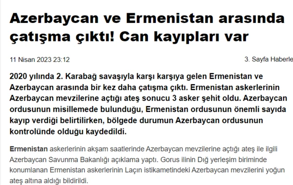 Ermənistanın Azərbaycana qarşı törətdiyi TƏXRİBAT TÜRKİYƏ MƏTBUATINDA - FOTO