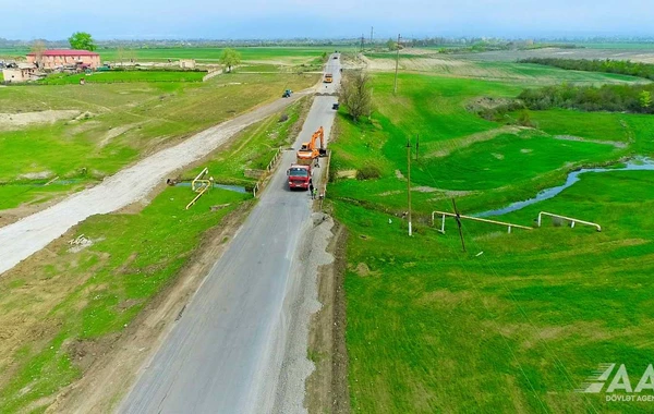 Yevlax-Zaqatala yolunun bir hissəsi yenidən qurulur - FOTO/VİDEO